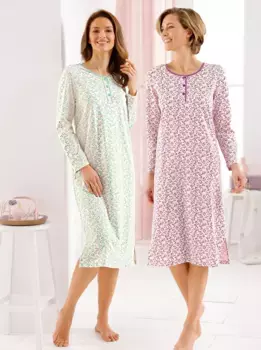 Ночная рубашка " Wschepur" "Ночные рубашки", цвет Champagner-Bedruckt + Hellros-Bedruckt