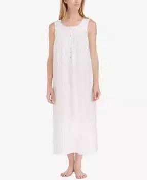 Ночная сорочка из хлопка с кружевной отделкой длины баллерины Eileen West, белый