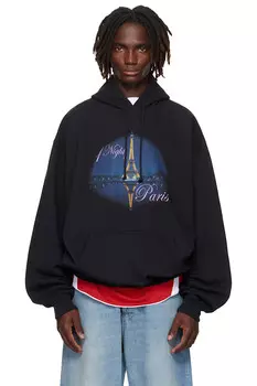 Ночная толстовка с капюшоном oversize Night in Paris Vetements, черный