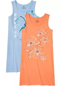 Ночное платье (2 шт) Bpc Bonprix Collection, оранжевый