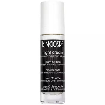 Ночной крем для лица с миндальной кислотой и протеинами шелка, 50 г Bingospa