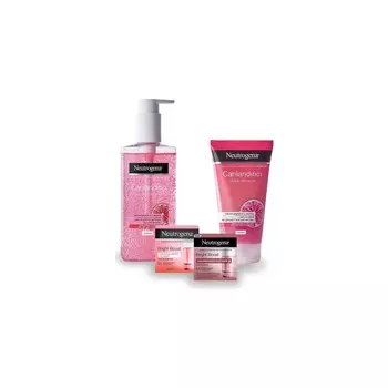 Ночной крем Neutrogena Bright Boost, 50 мл + Гель-крем Neutrogena Bright Boost, 50 мл + пилинг Neutrogena восстанавливающий розовый грейпфрут, 150 мл + Гель для умывания лица Neutrogena восстанавливающий розовый грейпфрут, 200 мл