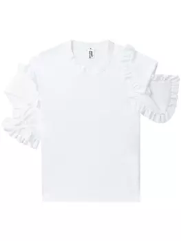 Noir Kei Ninomiya футболка с оборками на рукавах, белый