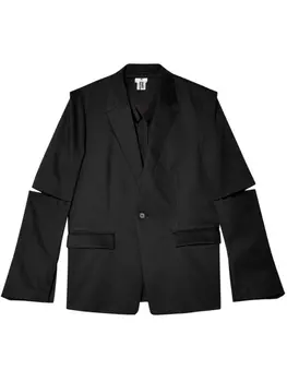 Noir Kei Ninomiya однобортный пиджак с разрезами на локтях, черный