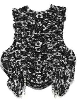 Noir Kei Ninomiya топ со сборками и цветочным принтом, черный