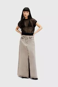 NOIR MAXI SKIRT джинсовая юбка из хлопка AllSaints, бежевый