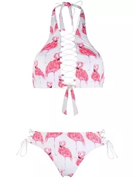 Noire Swimwear бикини Addicted Flamingo на шнуровке, белый