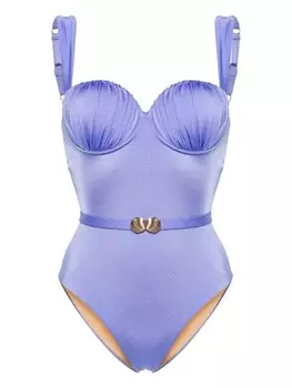 Noire Swimwear купальник-балконет со сборками и поясом, фиолетовый