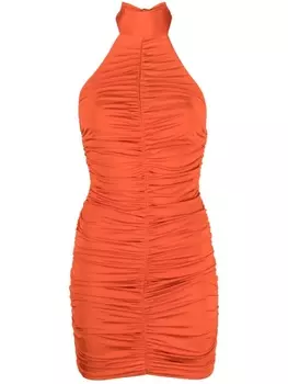 Noire Swimwear платье мини с вырезом халтер и сборками, оранжевый