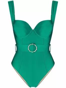 Noire Swimwear слитный купальник с поясом, зеленый