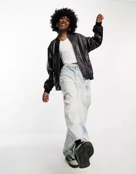 Noisy May – бомбер из искусственной кожи черного цвета