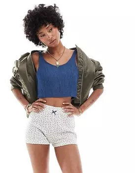 Noisy May – Короткая майка из джинсовой ткани среднего синего цвета