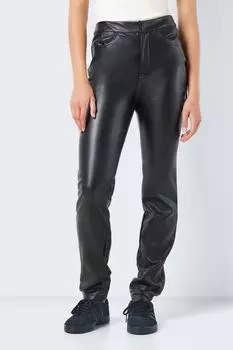 Noisy May с завышенной талией и искусственной кожей NOISY MAY, черный