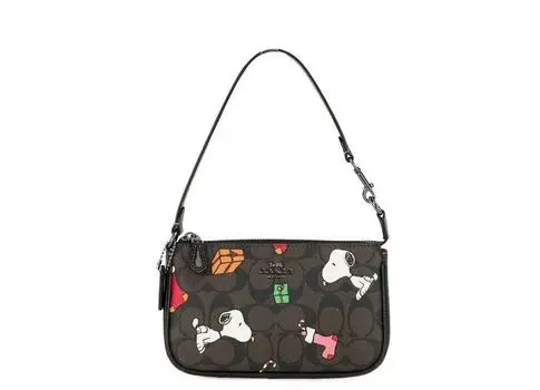 Nolita 19 Mini Holiday Snoopy Coated Canvas Сумка на запястье с верхней ручкой Coach