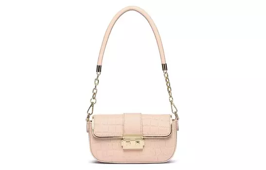 NOMK НОМК Женская сумка через плечо, Двойная пряжка белого цвета в форме буквы D.