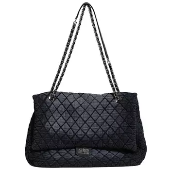 NOMK НОМК Женская сумка через плечо, Глянцевая черная кожа (большая)