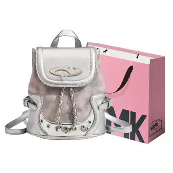 NOMK Рюкзак-сумка из искусственной кожи, обычная женская, пыльно-розовая/классическая черная