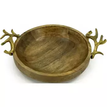 NOOR LIVING декоративный поднос «Рождественские украшения», (1 шт.), изготовлен из эксклюзивного дерева манго, коричневый