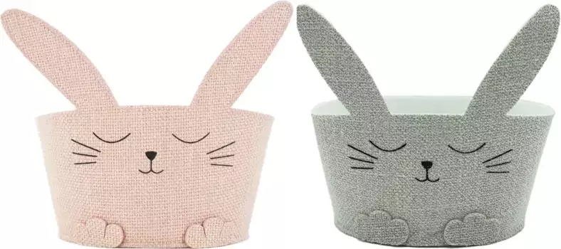 NOOR LIVING Пасхальная фигурка "Пасхальный зайчик", пасхальное украшение, пасхальная корзинка с ушками зайчика 15х17,5х19 см, цвет hellrosa-wei