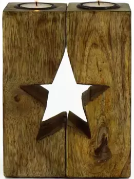 NOOR LIVING Подсвечник "Новогодние украшения" (набор, 2 шт.), можно использовать индивидуально 8х20х14 см, коричневый