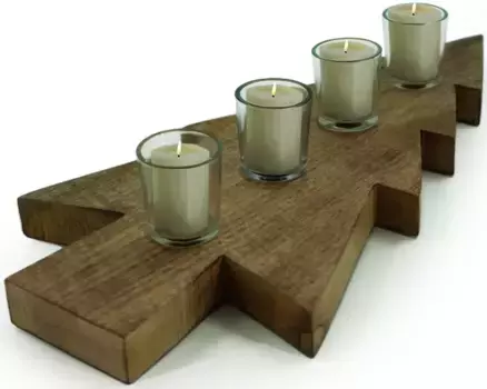 NOOR LIVING Подсвечник "Новогодние украшения" (набор, 5 шт.), с нескользящим подсвечником 26х3х54 см, коричневый