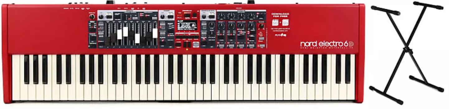Nord Electro 6D 73 73-клавишная клавиатура в комплекте с Gator Frameworks GFW-KEY-1000X Стандартная подставка для клавиатуры X-Style Nord + Gator Frameworks AMS-NELECTRO6D-73=1 GFW-KEY-1000X=1