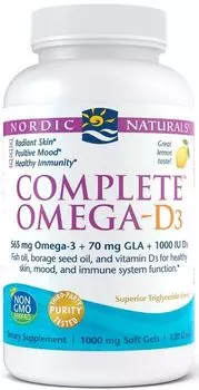 Nordic Naturals Complete Omega-D3 565 Mg Lemon Омега-3 жирные кислоты с витамином D3, 120 шт.