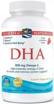 Nordic Naturals DHA 830 Mg Truskawka омега 3 жирные кислоты, 180 шт.