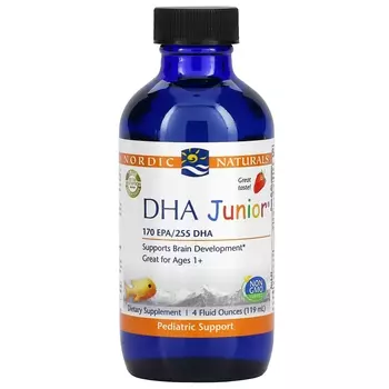 Nordic Naturals DHA Junior, возраст от 1 года, клубника, 4 жидких унции (119 мл)