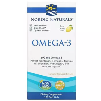 Nordic Naturals, омега-3, со вкусом лимона, 345 мг, 120 капсул