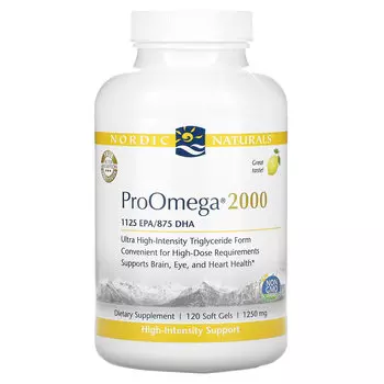 Nordic Naturals, ProOmega 2000, лимон, 1,250 мг, 120 мягких таблеток