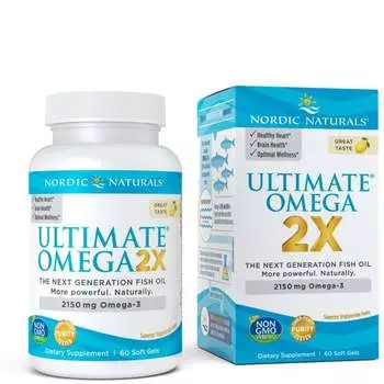 Nordic Naturals, Ultimate Omega 2X 2150 мг, 60 мягких капсул, со вкусом лимона