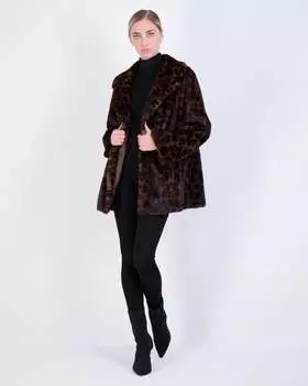 Норковая куртка с поясом Gorski, цвет brown animal print