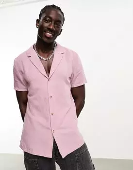 Норковая рубашка из льняной смеси ASOS DESIGN Regular Deep Revere