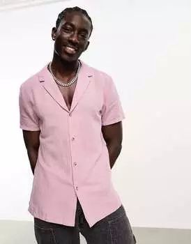 Норковая рубашка из смесового льна ASOS DESIGN Regular Deep Revere