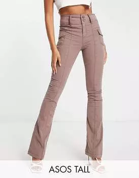 Норковые брюки-клеш ASOS Tall с карманом-карго