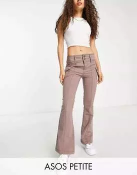 Норковые брюки-клеш с карманом-карго ASOS Petite