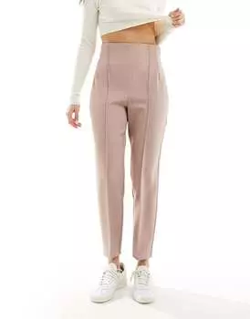 Норковые брюки строгого кроя с завышенной талией и швами ASOS DESIGN