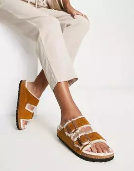 Норковые сандалии на подкладке из овчины Birkenstock Arizona
