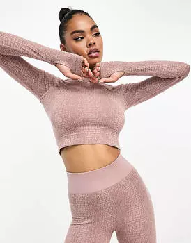 Норковый жаккардовый топ с длинными рукавами из кожи крокодила ASOS 4505