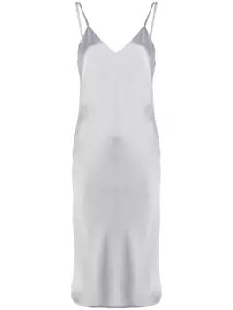 Norma Kamali атласное платье-комбинация, серебристый