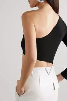 NORMA KAMALI боди Shane из эластичного джерси с вырезами на одно плечо, черный