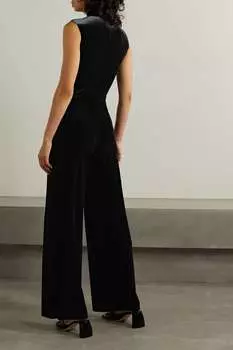 NORMA KAMALI Комбинезон из эластичного бархата с высоким воротником, черный