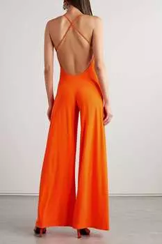 NORMA KAMALI Комбинезон из эластичного джерси с открытой спиной, ярко-оранжевый