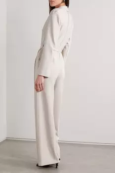 NORMA KAMALI Комбинезон из эластичного джерси со складками и поясом, кремовый