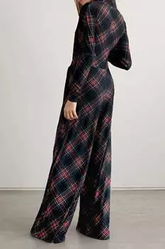 NORMA KAMALI Комбинезон из эластичного джерси в клетку с завязками спереди, черный