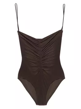 Norma Kamali купальник без бретелей, коричневый