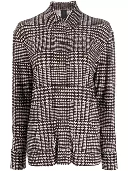 Norma Kamali NK plaid long-sleeve shirt, коричневый