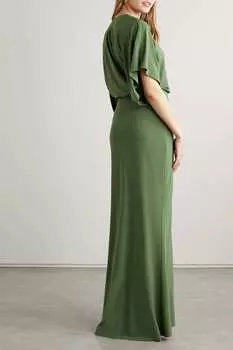 NORMA KAMALI платье макси Obie из эластичного джерси, зеленвый