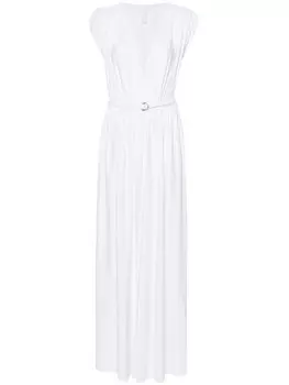 Norma Kamali платье макси с поясом и сборками, белый